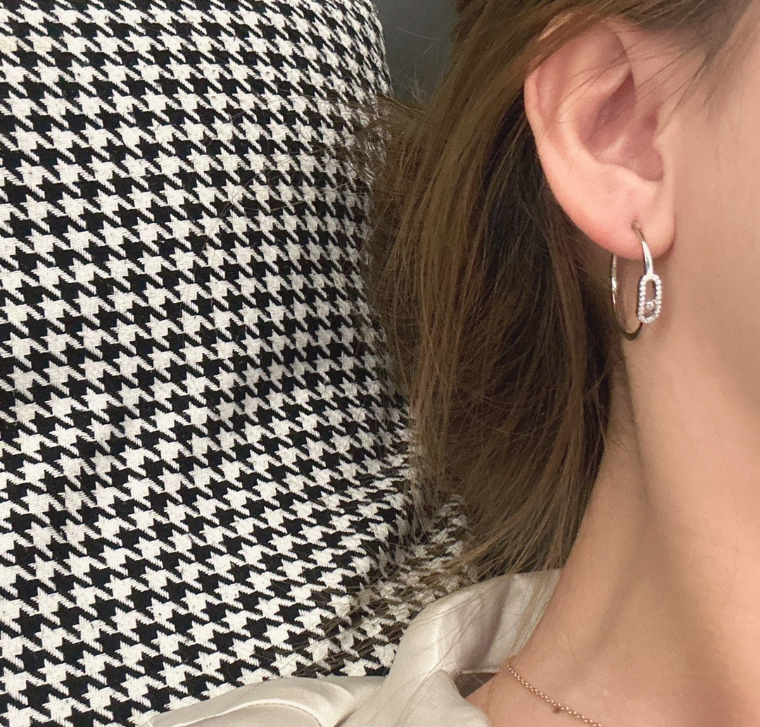 [Limara]CREOLES MOVE UNO PM DIAMOND EARRINGS