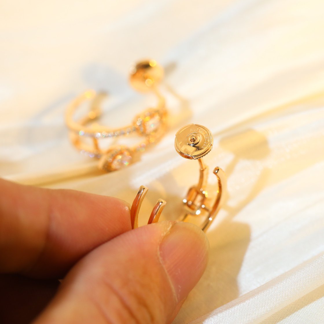 [Limara]CREOLES MY TWIN 2 RANGS SILVER DIAMOND EARRINGS