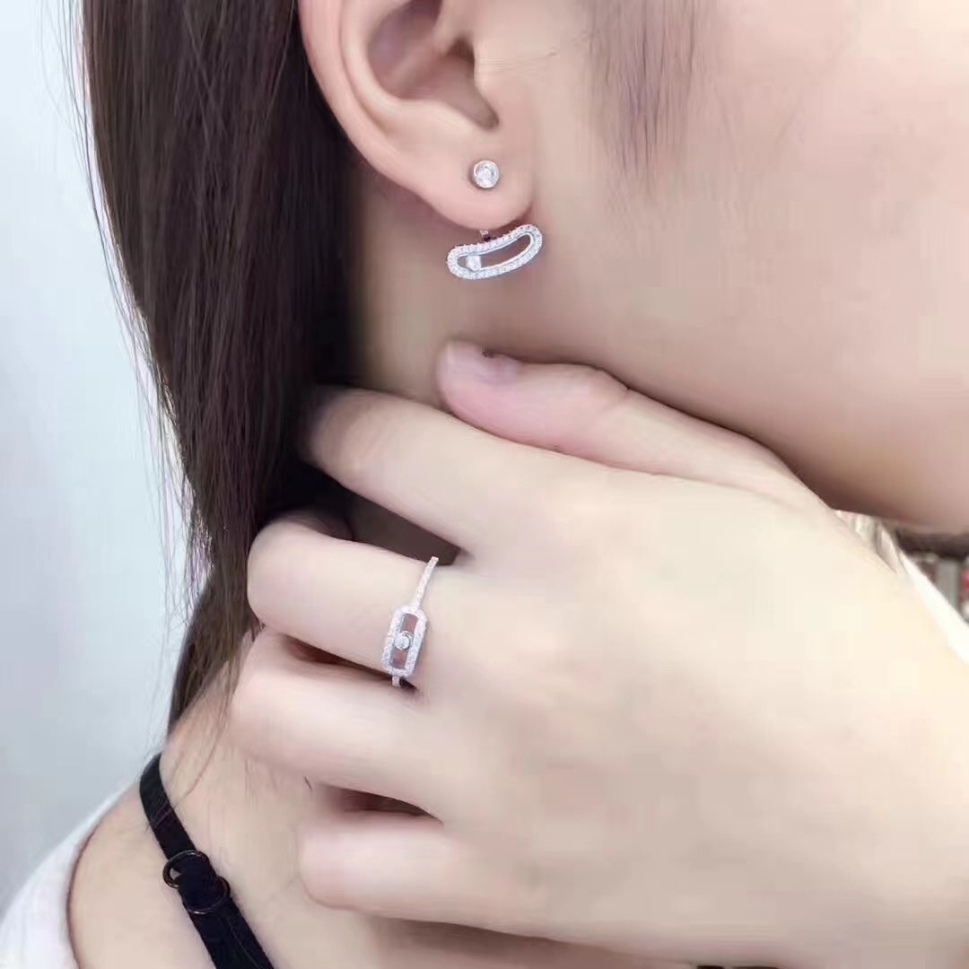 [Limara]MOVE UNO SILVER DIAMOND EARRINGS