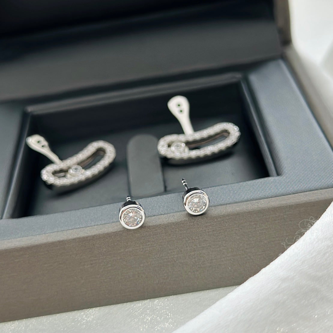 [Limara]MOVE UNO SILVER DIAMOND EARRINGS