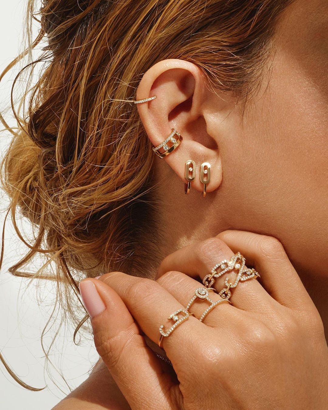 [Limara]CREOLES MOVE UNO MINI 1 DIAMOND EARRINGS