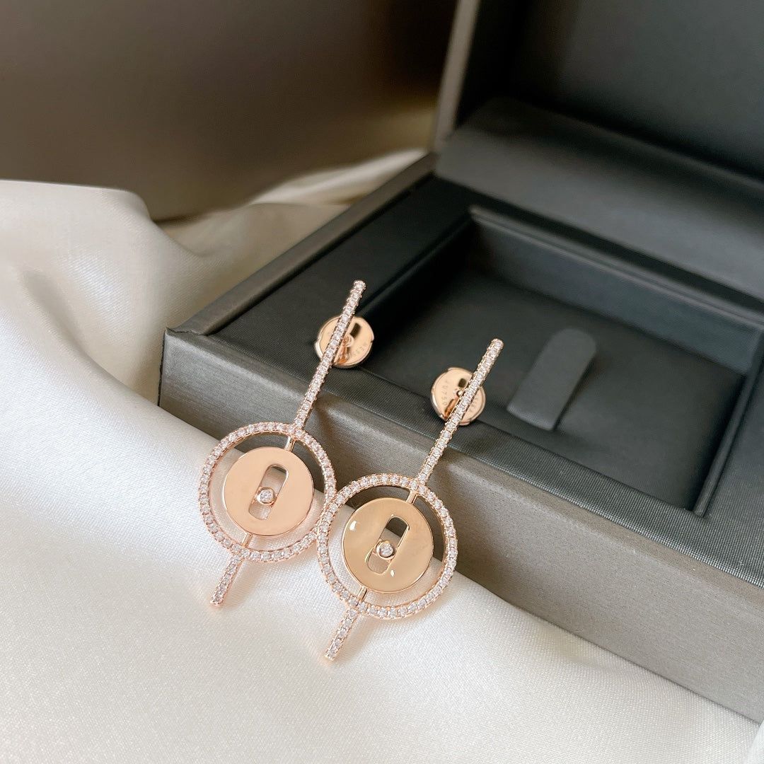 [Limara]LUCKY MOVE ARROW PINK GOLD DIAMOND EARRINGS