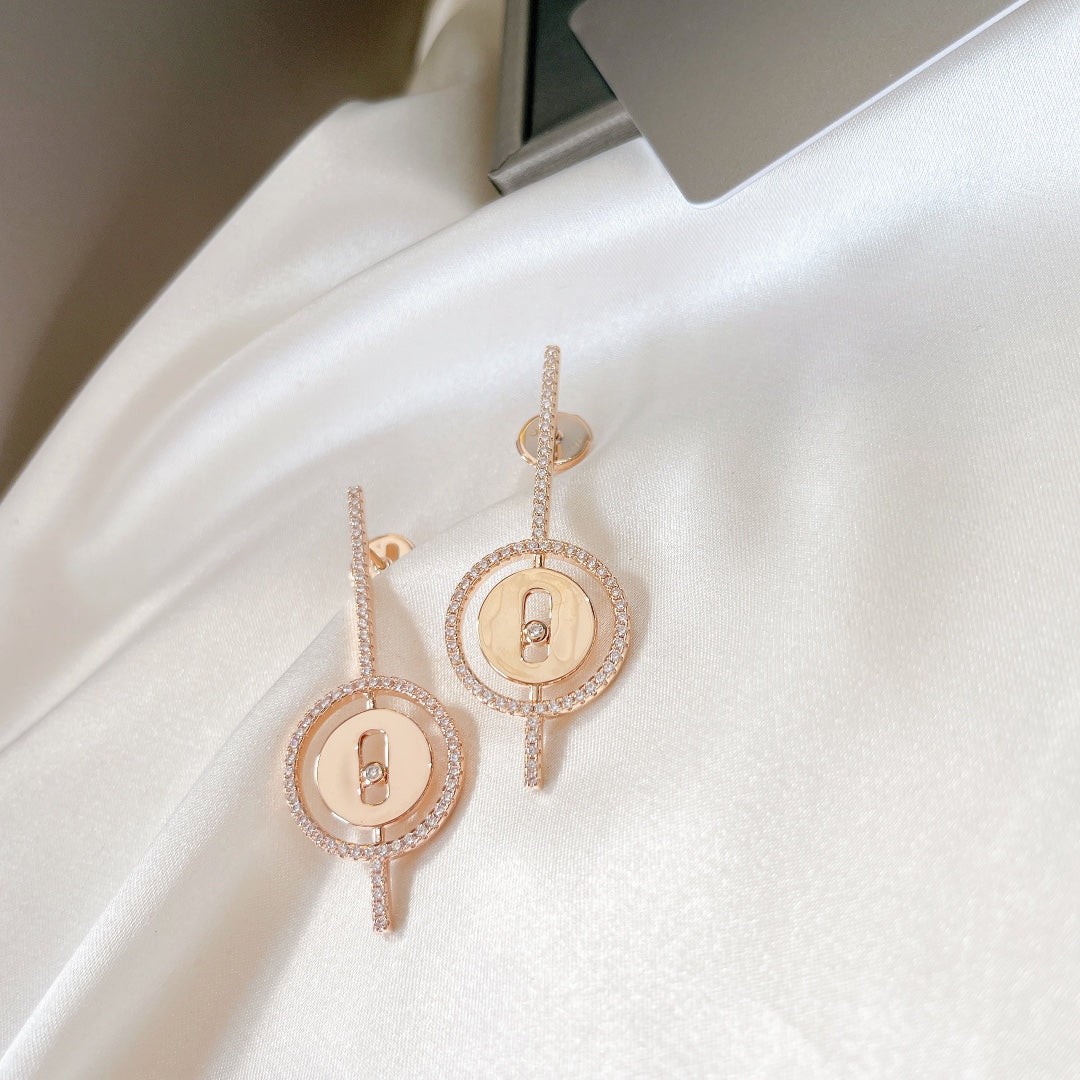 [Limara]LUCKY MOVE ARROW PINK GOLD DIAMOND EARRINGS
