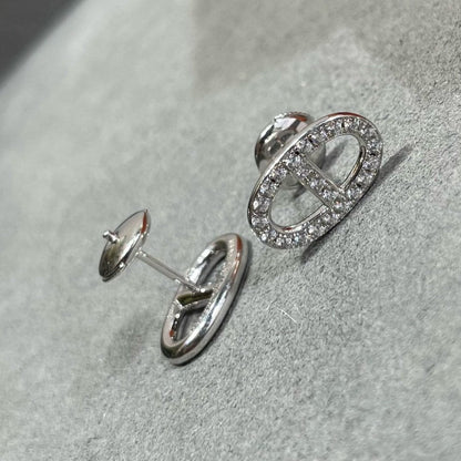 [Limara]HM FULL DIAMOND PIG NOSE STUD EARRINGS
