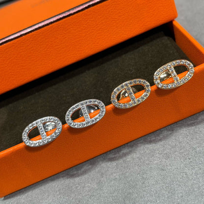 [Limara]HM FULL DIAMOND PIG NOSE STUD EARRINGS