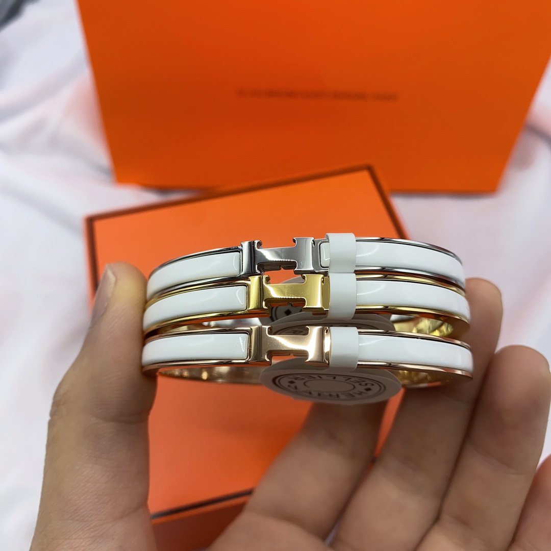 [Limara]CLASSIC HM CLIC WHITE 8MM ENAMEL BRACELET