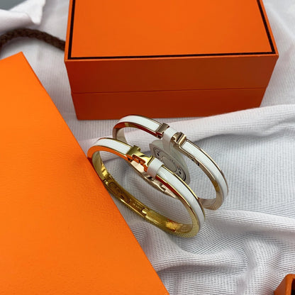 [Limara]CLASSIC HM CLIC WHITE 8MM ENAMEL BRACELET