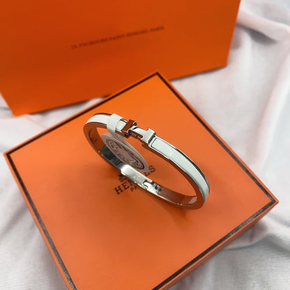 [Limara]CLASSIC HM CLIC WHITE 8MM ENAMEL BRACELET