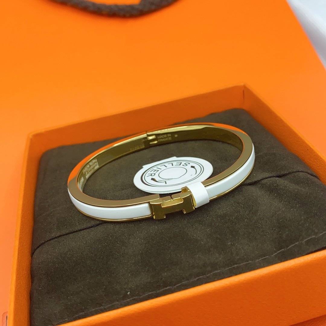 [Limara]CLASSIC HM CLIC WHITE 8MM ENAMEL BRACELET