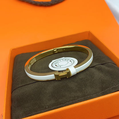 [Limara]CLASSIC HM CLIC WHITE 8MM ENAMEL BRACELET
