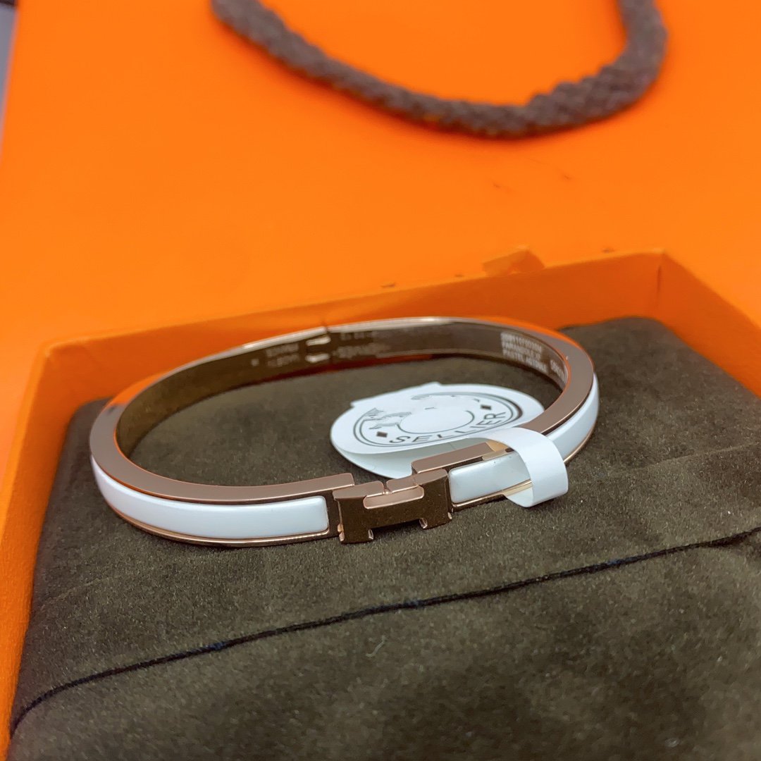 [Limara]CLASSIC HM CLIC WHITE 8MM ENAMEL BRACELET