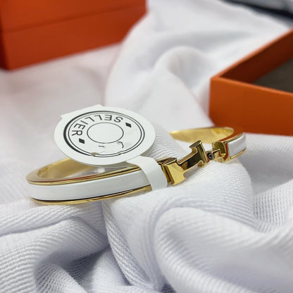 [Limara]CLASSIC HM CLIC WHITE 8MM ENAMEL BRACELET