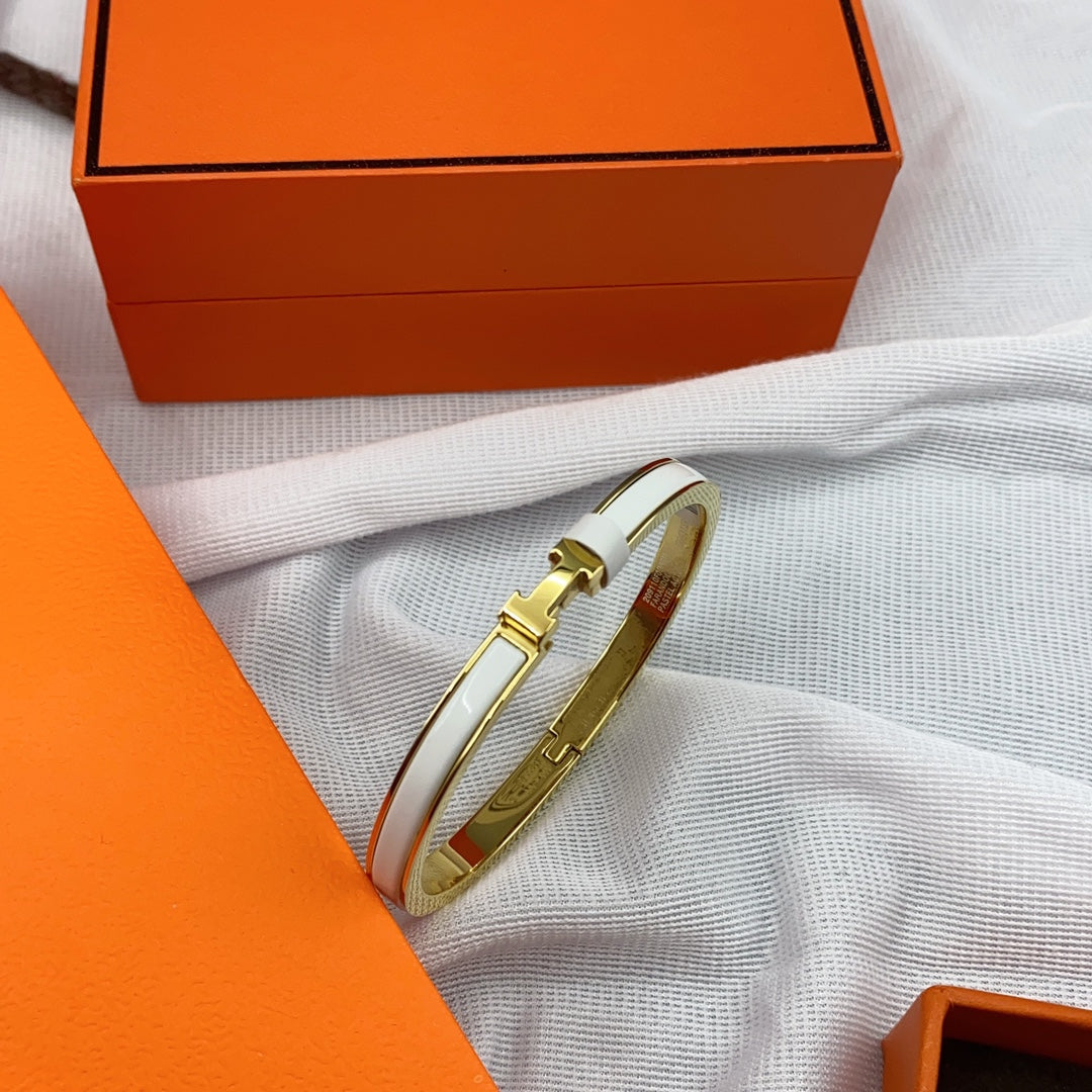 [Limara]CLASSIC HM CLIC WHITE 8MM ENAMEL BRACELET