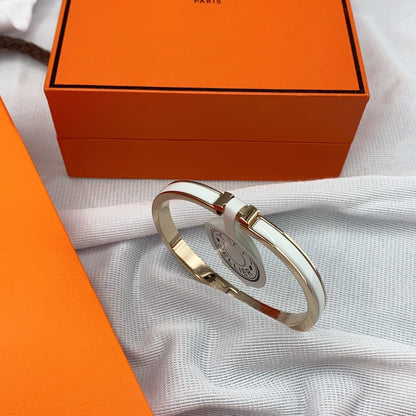 [Limara]CLASSIC HM CLIC WHITE 8MM ENAMEL BRACELET