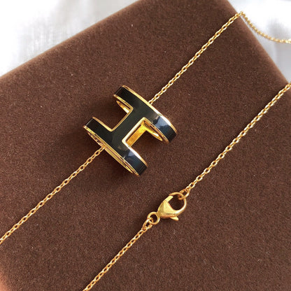 [Limara]HM CLIC BLACK ENAMEL GOLD NECKLACE