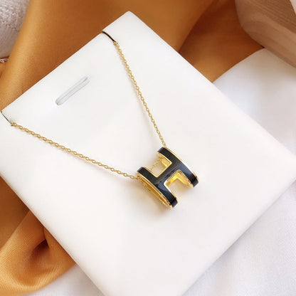 [Limara]HM CLIC BLACK ENAMEL GOLD NECKLACE