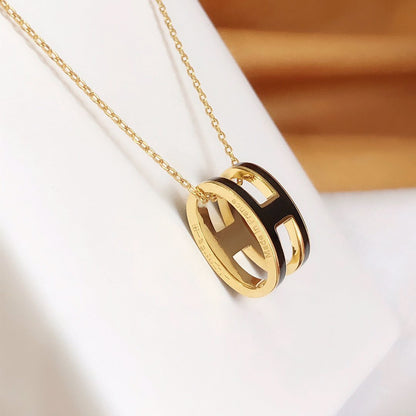 [Limara]HM CLIC BLACK ENAMEL GOLD NECKLACE