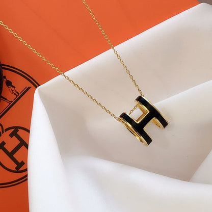 [Limara]HM CLIC BLACK ENAMEL GOLD NECKLACE