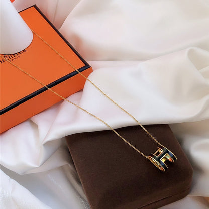 [Limara]HM CLIC BLACK ENAMEL GOLD NECKLACE