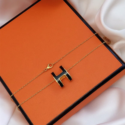 [Limara]HM CLIC BLACK ENAMEL GOLD NECKLACE