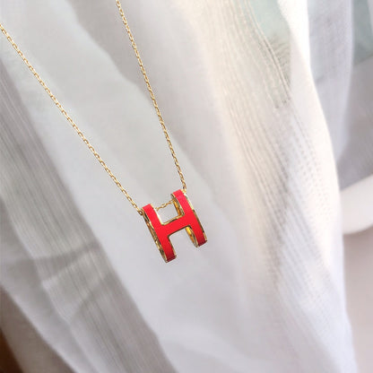 [Limara]HM CLIC RED ENAMEL GOLD NECKLACE