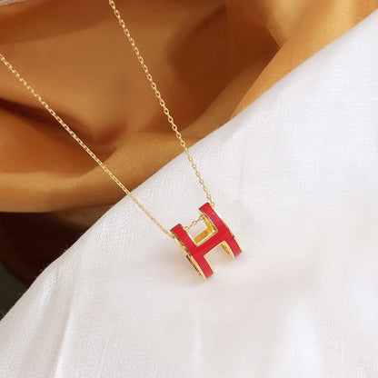 [Limara]HM CLIC RED ENAMEL GOLD NECKLACE