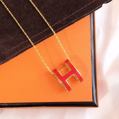 [Limara]HM CLIC RED ENAMEL GOLD NECKLACE