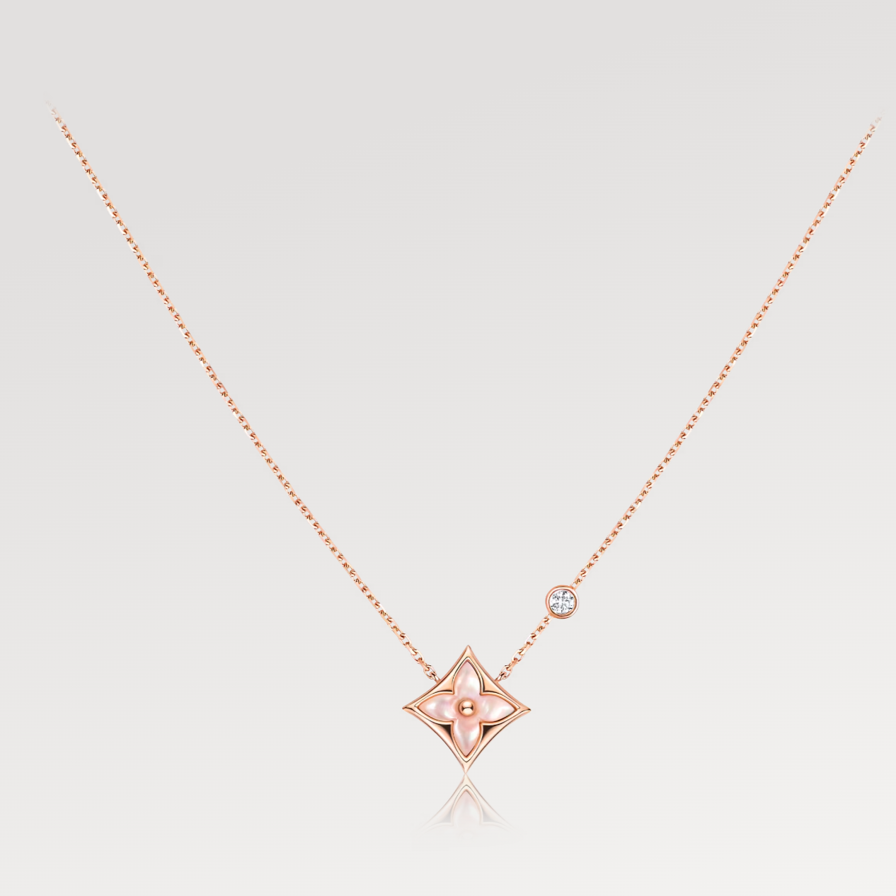 [Limara]STAR PINK MOP 1 DIAMOND ROSE GOLD NECKLACE