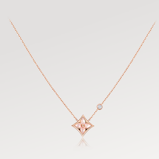 [Limara]STAR PINK MOP 1 DIAMOND ROSE GOLD NECKLACE