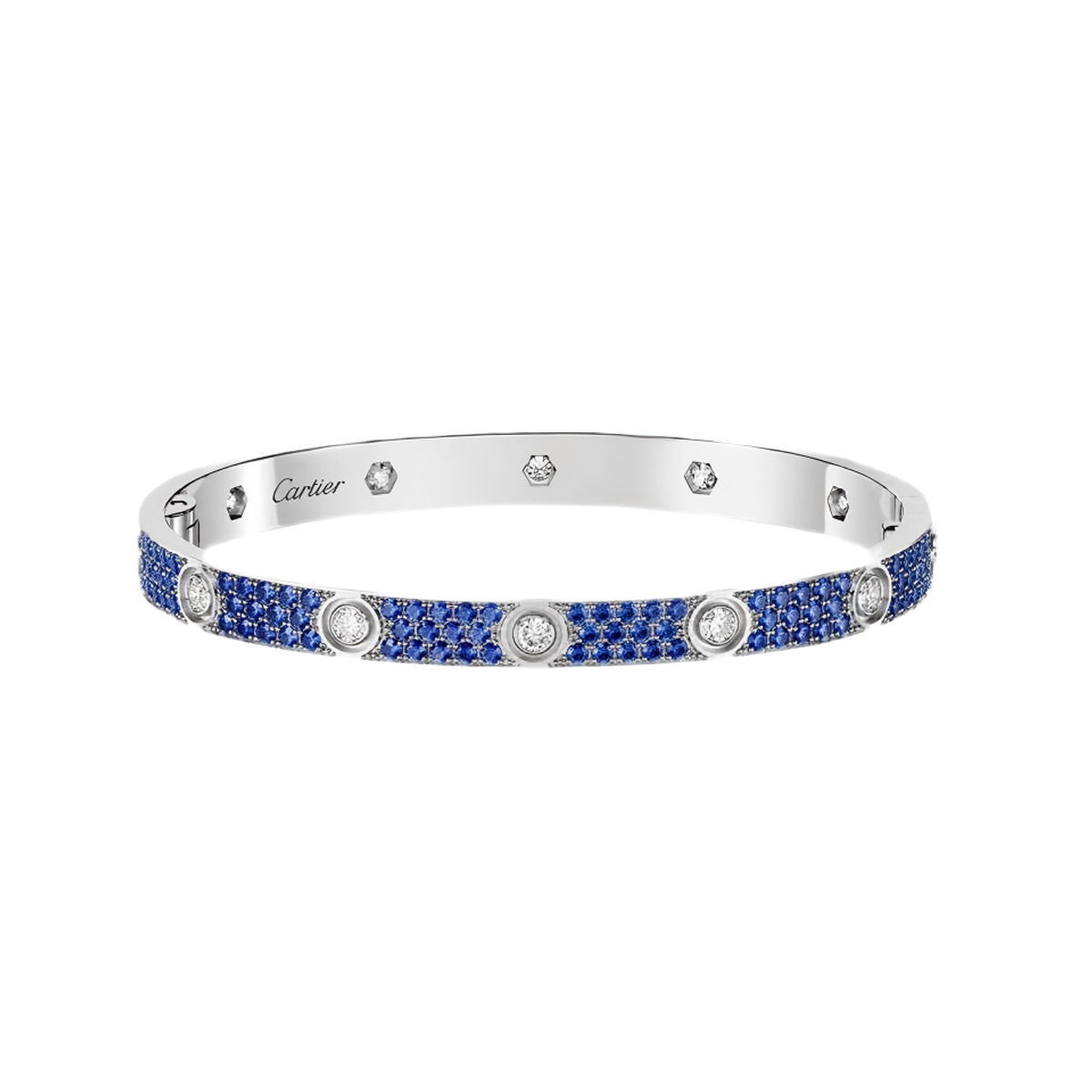 [Limara]Pave Gemstone Love &Force Large Horseshoe Diamond Duo Bracelet Stack Set