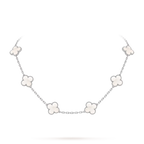 [Limara]CLASSIC LUCKY 10-MOTIF CLOVER NECKLACE WHITE GOLD COLLECTION