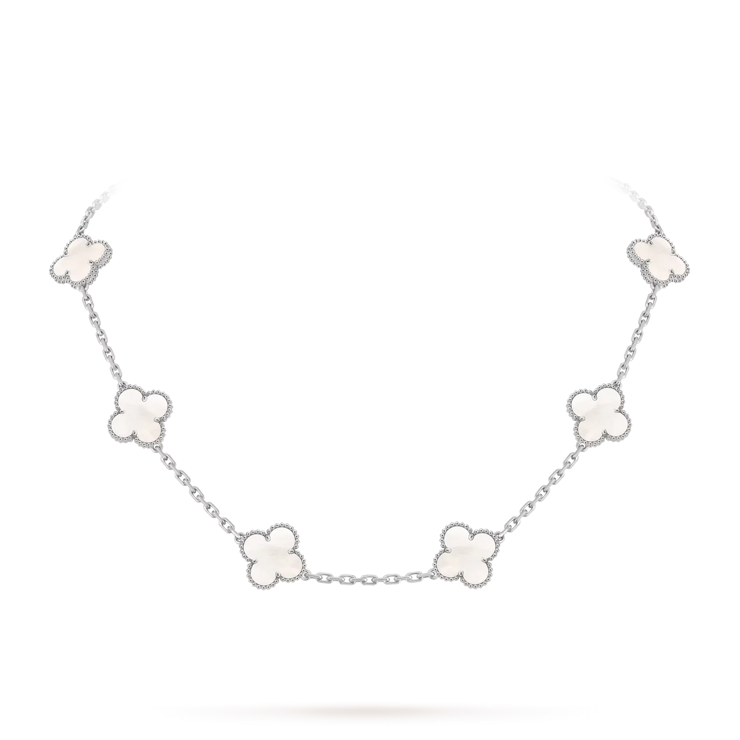 [Limara]CLASSIC LUCKY 10-MOTIF CLOVER NECKLACE WHITE GOLD COLLECTION