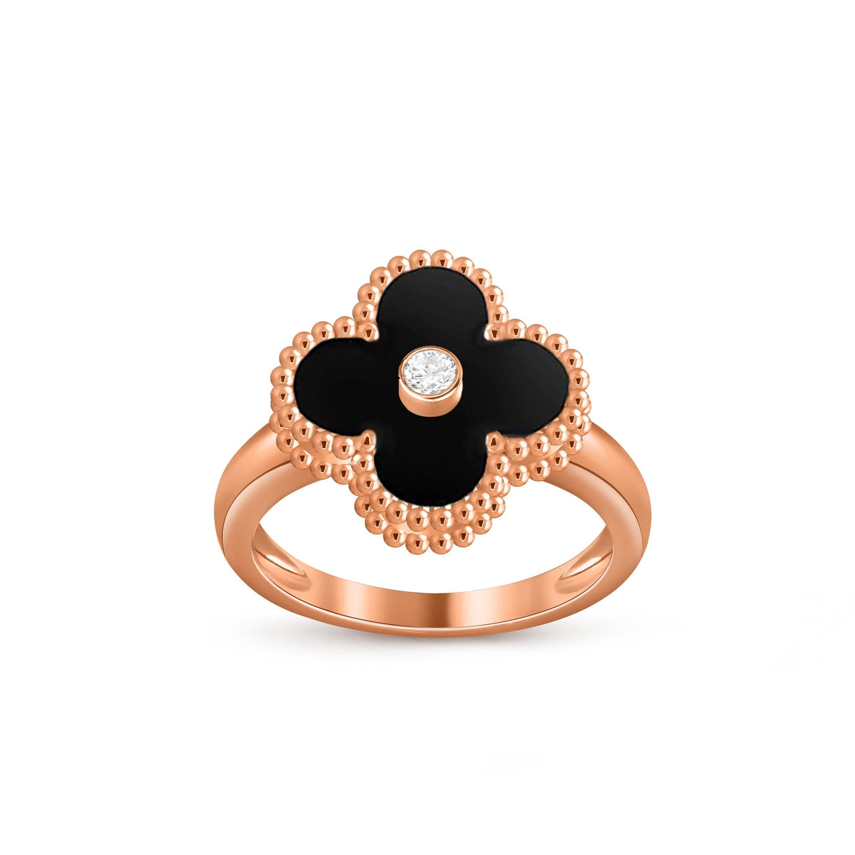 [Limara]LUCKY CLOVER DIAMOND-ACCENT ROSE GOLD RING COLLECTION