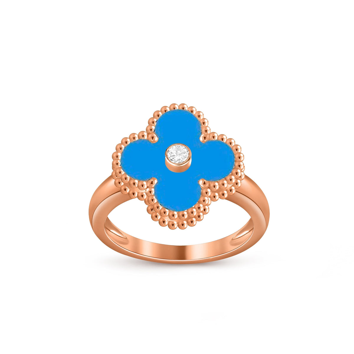 [Limara]LUCKY CLOVER DIAMOND-ACCENT ROSE GOLD RING COLLECTION