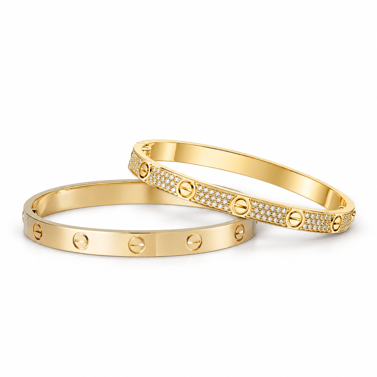 [Limara] LOVE  Classic & Diamond-Paved Bracelet Stack Set