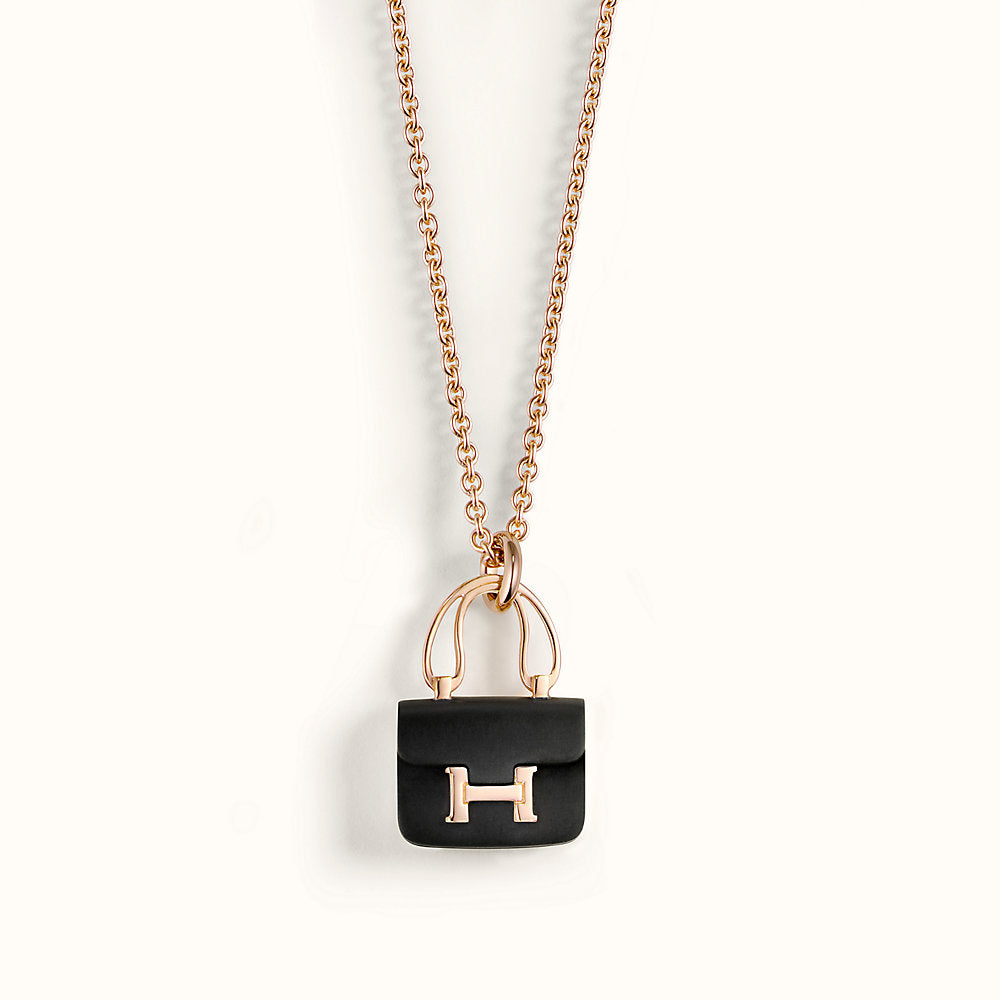 [Limara]CONSTANCE BLACK PEDANT ROSE GOLD NECKLACE