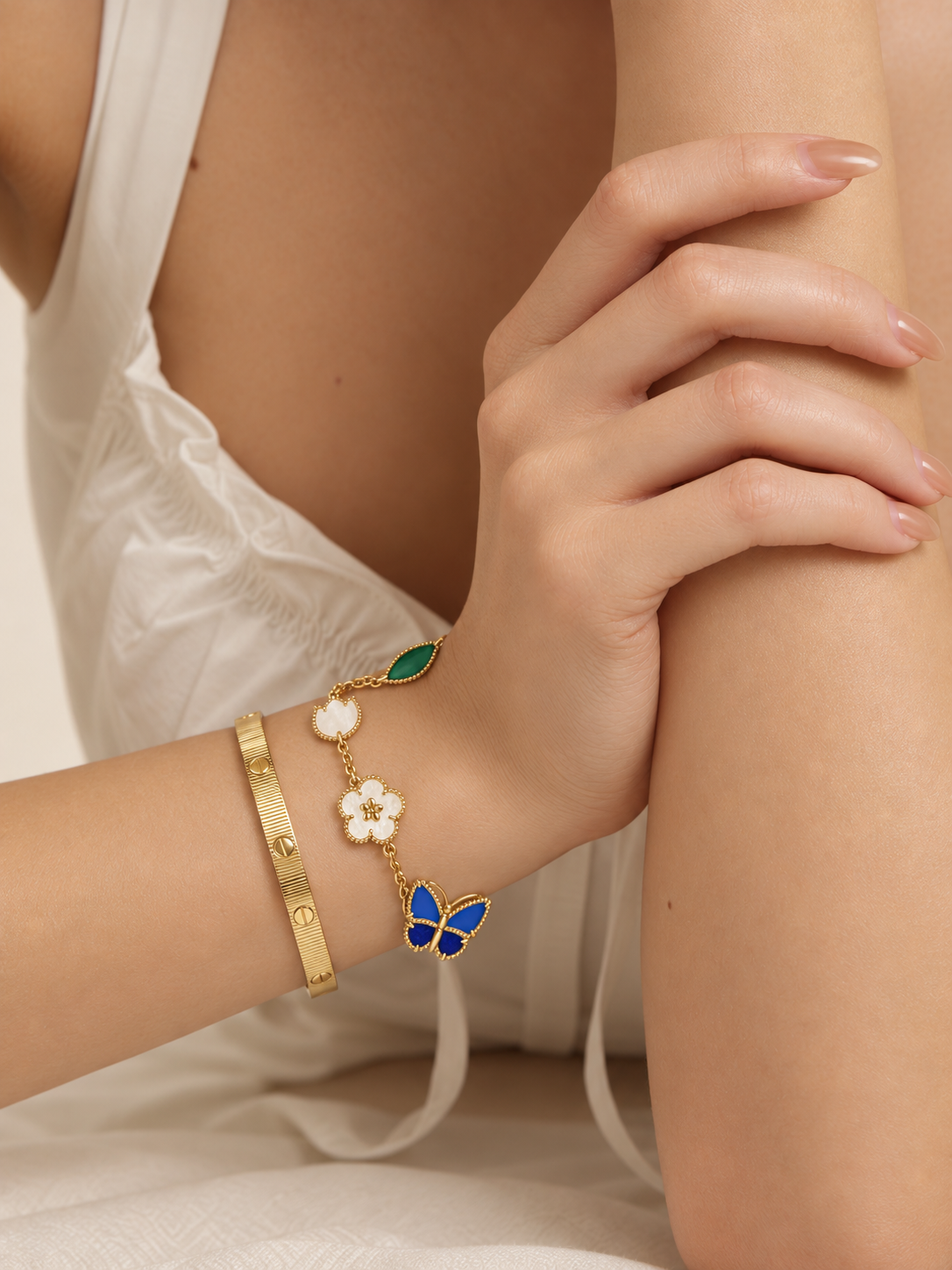 [Limara] Lucky Spring Butterfly 5-Motif & LOVE Unlimited Bracelet Stack Set