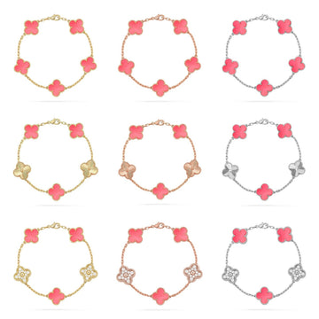 [Limara]  CLOVER 5 MOTIFS  PINK MOP BRACELET COLLECTION