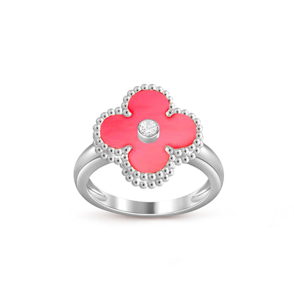 [Limara]LUCKY CLOVER DIAMOND-ACCENT WHITE GOLD RING COLLECTION