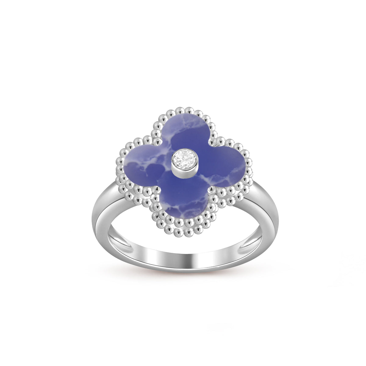 [Limara]LUCKY CLOVER DIAMOND-ACCENT WHITE GOLD RING COLLECTION