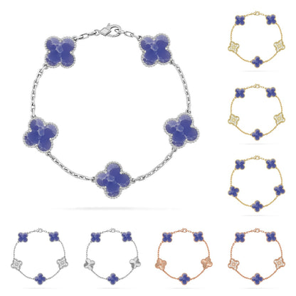 [Limara]LUCKY CLOVER 5-MOTIF BRACELET - BLUE LARIMAR COLLECTION