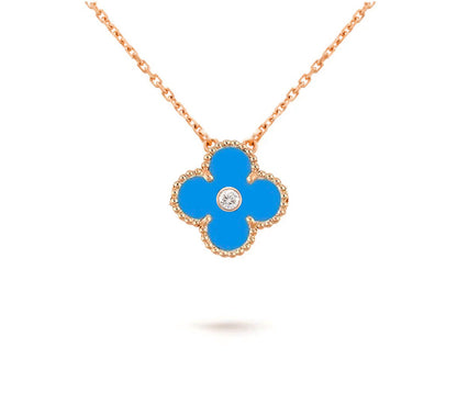[Limara]15MM CLOVER FLOWER DIAMOND PENDANT NECKLACE COLLECTION