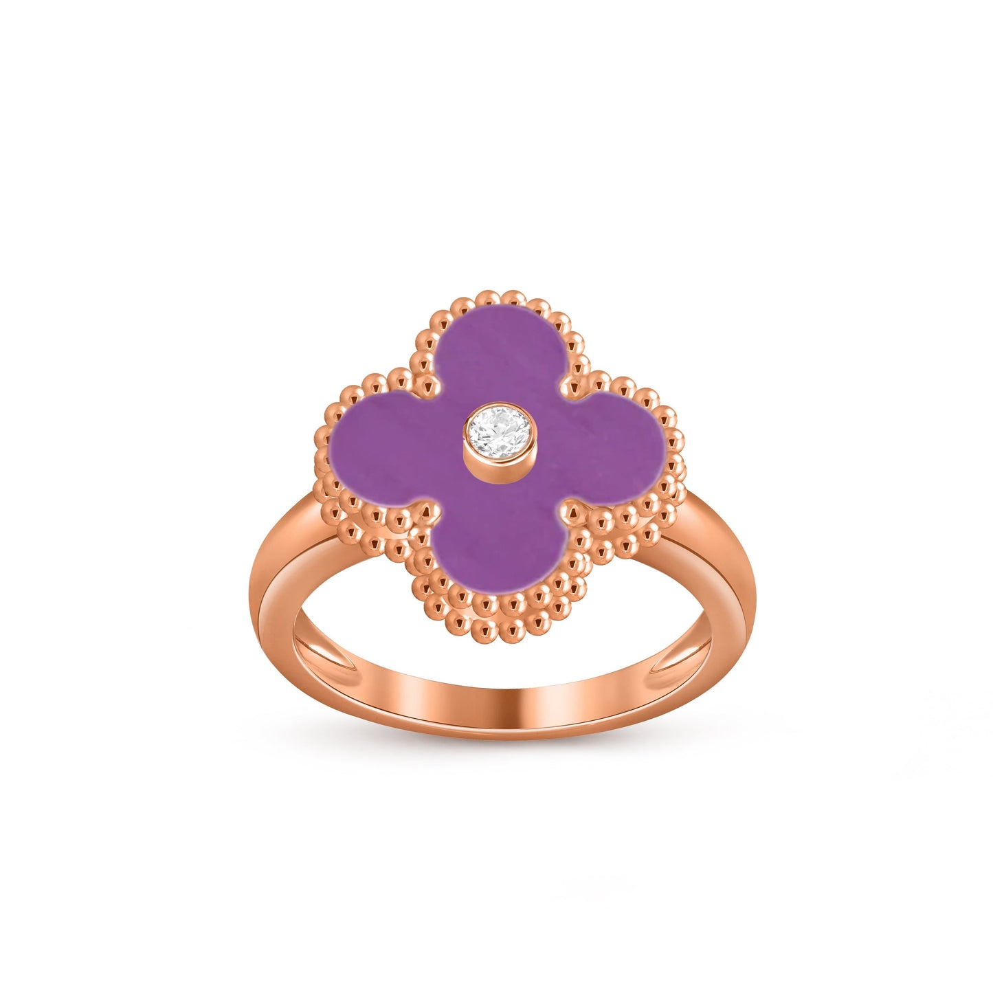 [Limara]LUCKY CLOVER DIAMOND-ACCENT ROSE GOLD RING COLLECTION