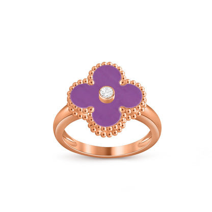 [Limara]LUCKY CLOVER DIAMOND-ACCENT ROSE GOLD RING COLLECTION