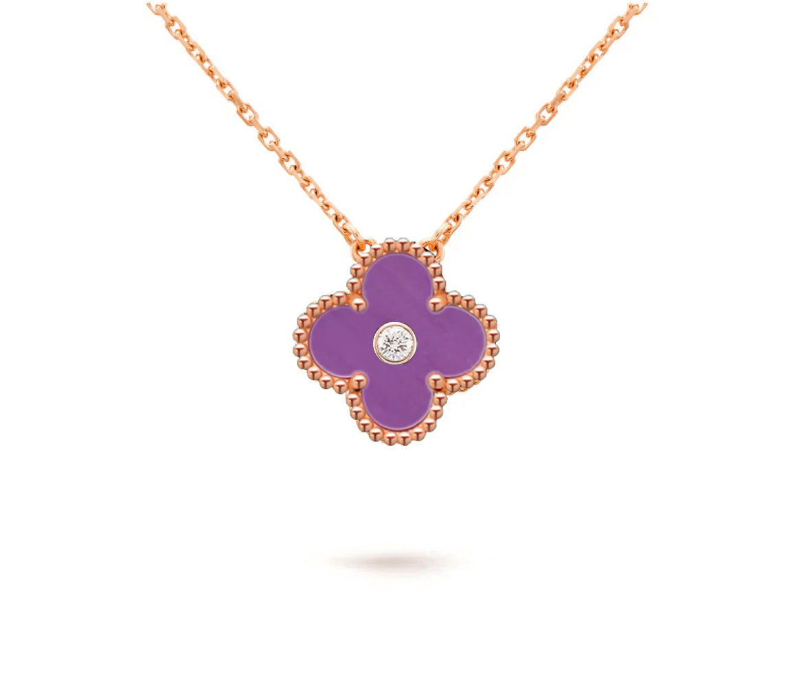 [Limara]15MM CLOVER FLOWER DIAMOND PENDANT NECKLACE COLLECTION