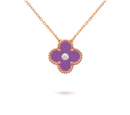 [Limara]15MM CLOVER FLOWER DIAMOND PENDANT NECKLACE COLLECTION