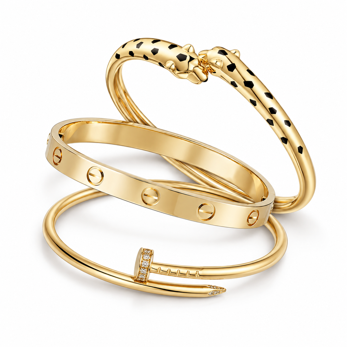[Limara] Panthre & LOVE  & JUSTE  Diamond Bracelet Stack Set