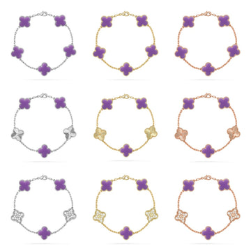 [Limara] CLOVER 5 MOTIF LIGHT PURPLE BRACELET COLLECTION