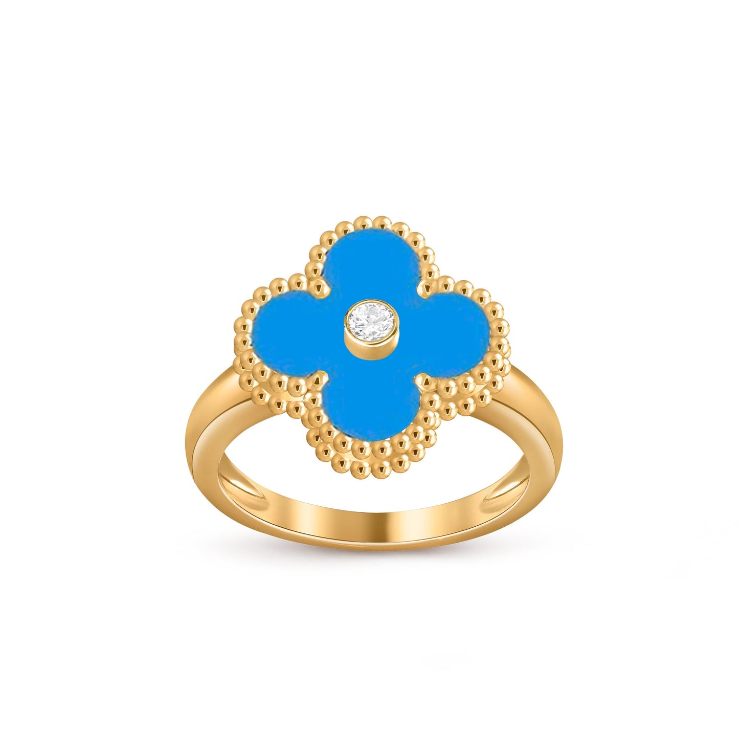 [Limara]LUCKY CLOVER DIAMOND-ACCENT GOLD RING COLLECTION