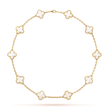 [Limara] CLOVER 10 MOTIFS WHITE MOTHER OF PEARL NECKLACE